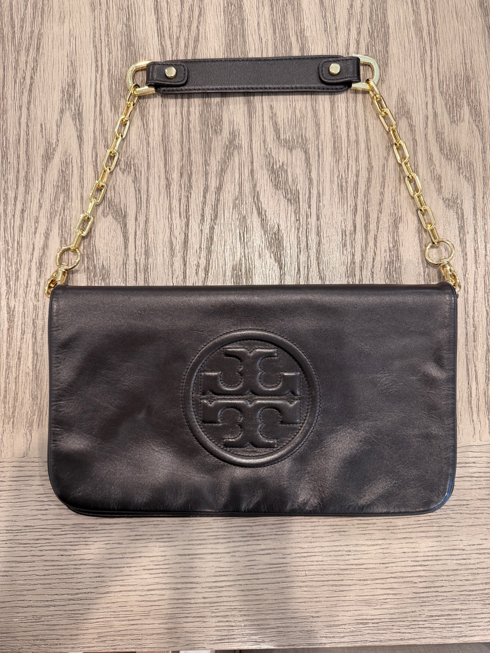 Tory Burch Bombe Reva Leather Clutch / Shoulder